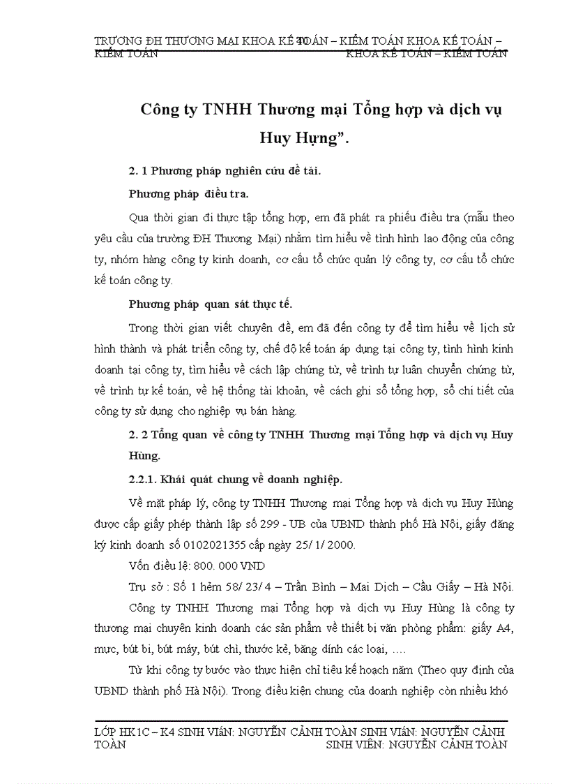 image for page Kế toán bán nhóm hàng văn phòng phẩm tại Công ty TNHH Thương mại Tổng hợp và dịch vụ Huy Hùng