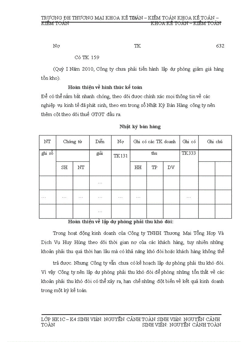 image for page Kế toán bán nhóm hàng văn phòng phẩm tại Công ty TNHH Thương mại Tổng hợp và dịch vụ Huy Hùng