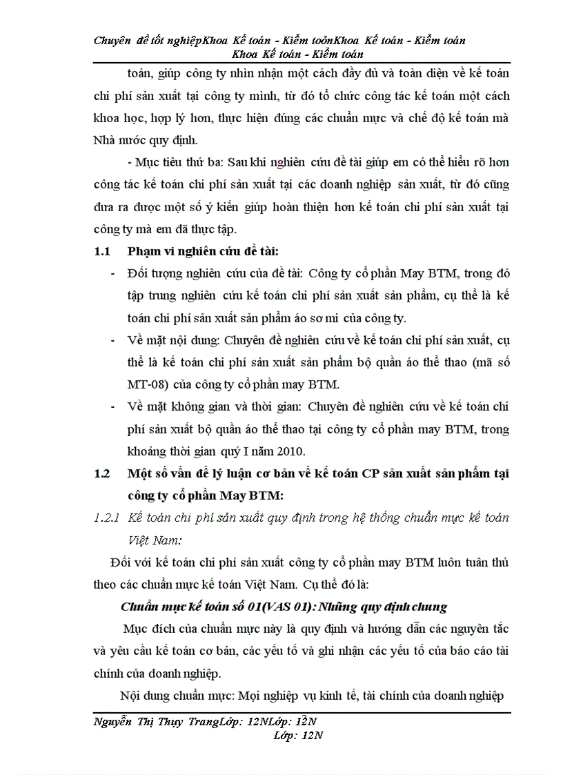 image for page Kế toán chi phí sản xuất sản phẩm bộ quần áo thể thao tại Công ty cổ phần May BTM