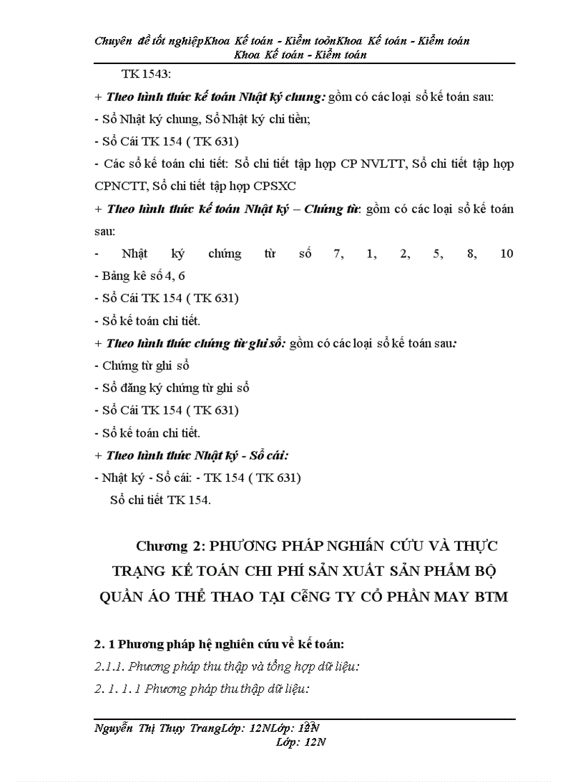 image for page Kế toán chi phí sản xuất sản phẩm bộ quần áo thể thao tại Công ty cổ phần May BTM