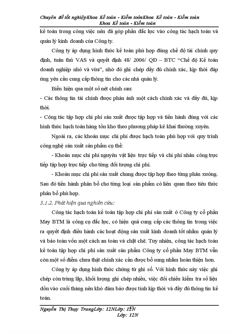 image for page Kế toán chi phí sản xuất sản phẩm bộ quần áo thể thao tại Công ty cổ phần May BTM