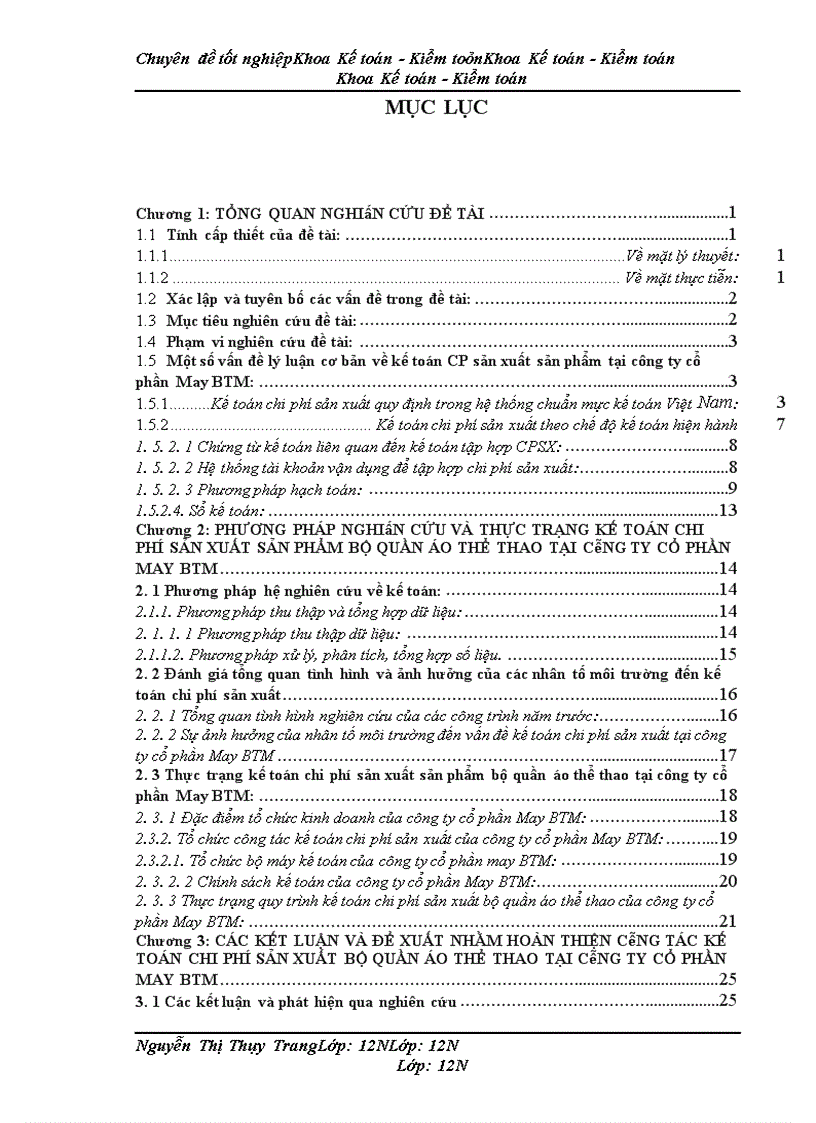 image for page Kế toán chi phí sản xuất sản phẩm bộ quần áo thể thao tại Công ty cổ phần May BTM