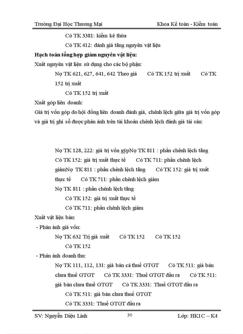 image for page Kế toán nguyên vật liệu áo sơ mi ở công ty cổ phần may Vĩnh Phú