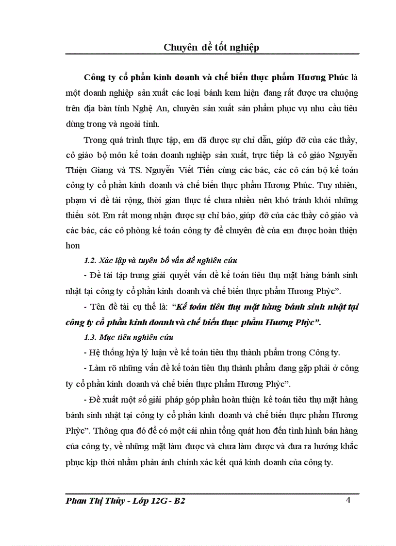 image for page Kế toán tiêu thụ các mặt hàng bánh sinh nhật tại công ty cổ phần và KD thực phẩm Hương Phúc