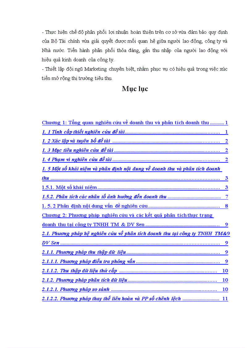 image for page Phân tích doanh thu tại công ty TNHH TM&DV Sen