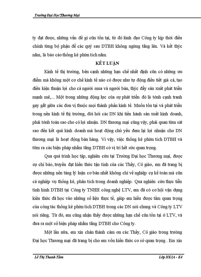 image for page Phân tích thống kê doanh thu bán hàng tại Công ty TNHH công nghệ LTV