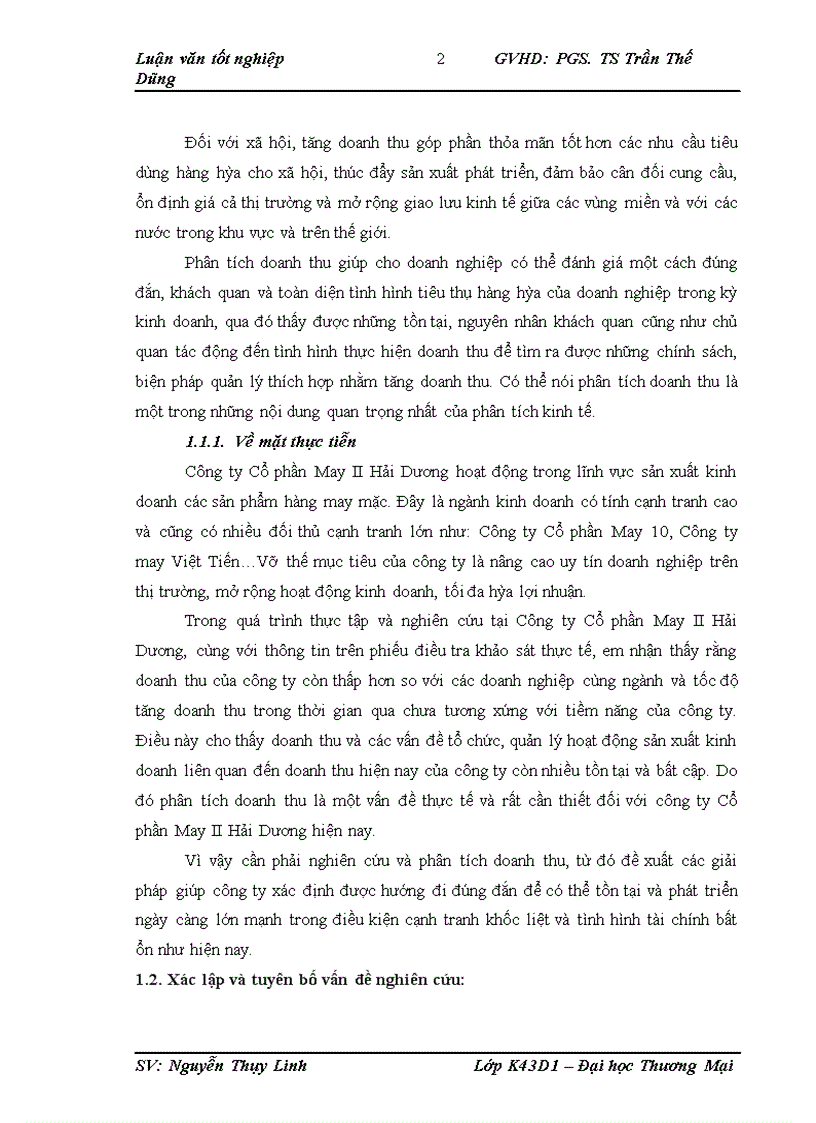 image for page Phân tích doanh thu tại công ty Cổ phần May II Hải Dương