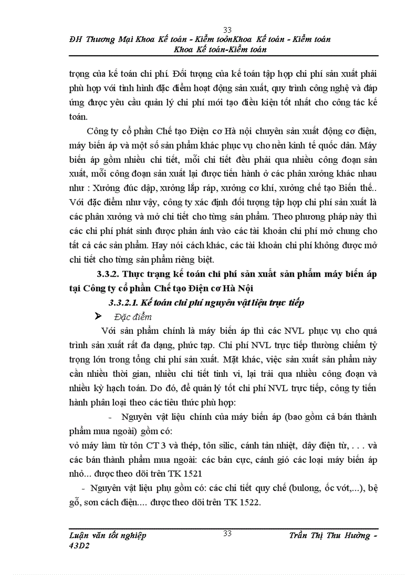 image for page Kế toán chi phí sản xuất sản phẩm máy biến áp của Công ty cổ phần Chế tạo Điện cơ Hà Nội