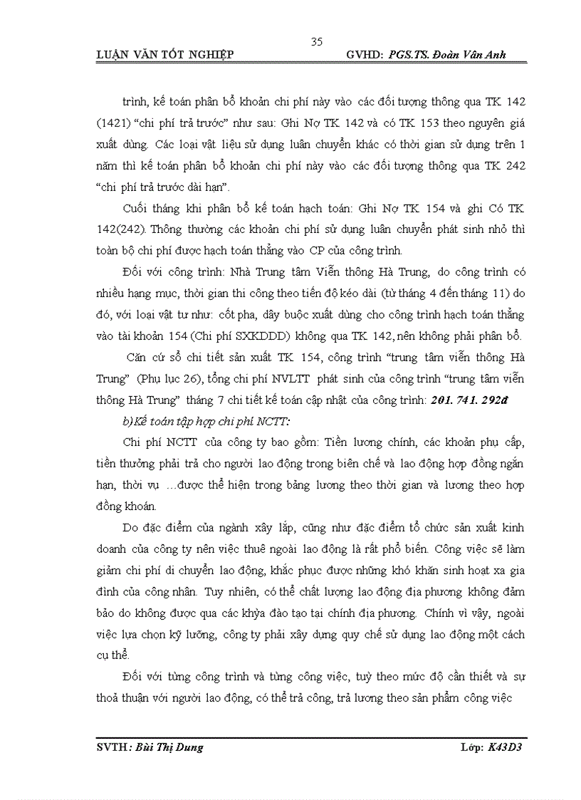 image for page Kế toán chi phí xây dựng trung tâm viễn thông Hà Trung tại công ty TNHH Tân Nam Thành