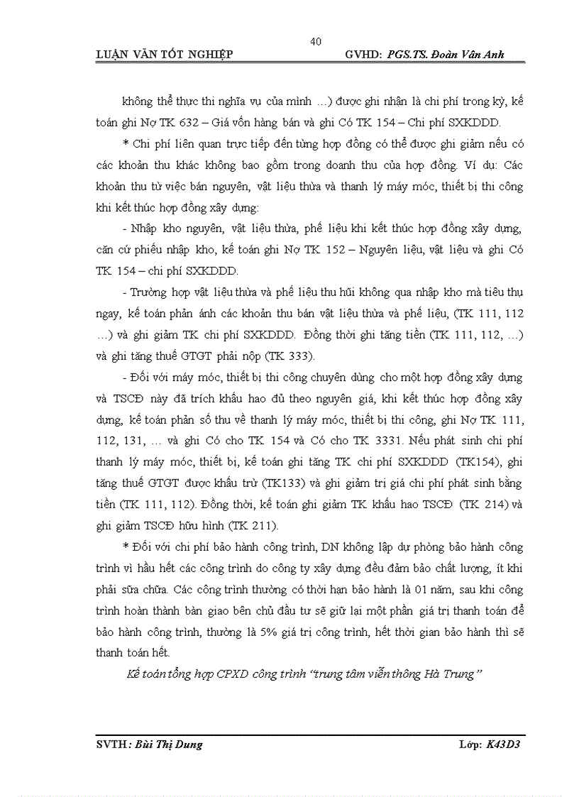 image for page Kế toán chi phí xây dựng trung tâm viễn thông Hà Trung tại công ty TNHH Tân Nam Thành