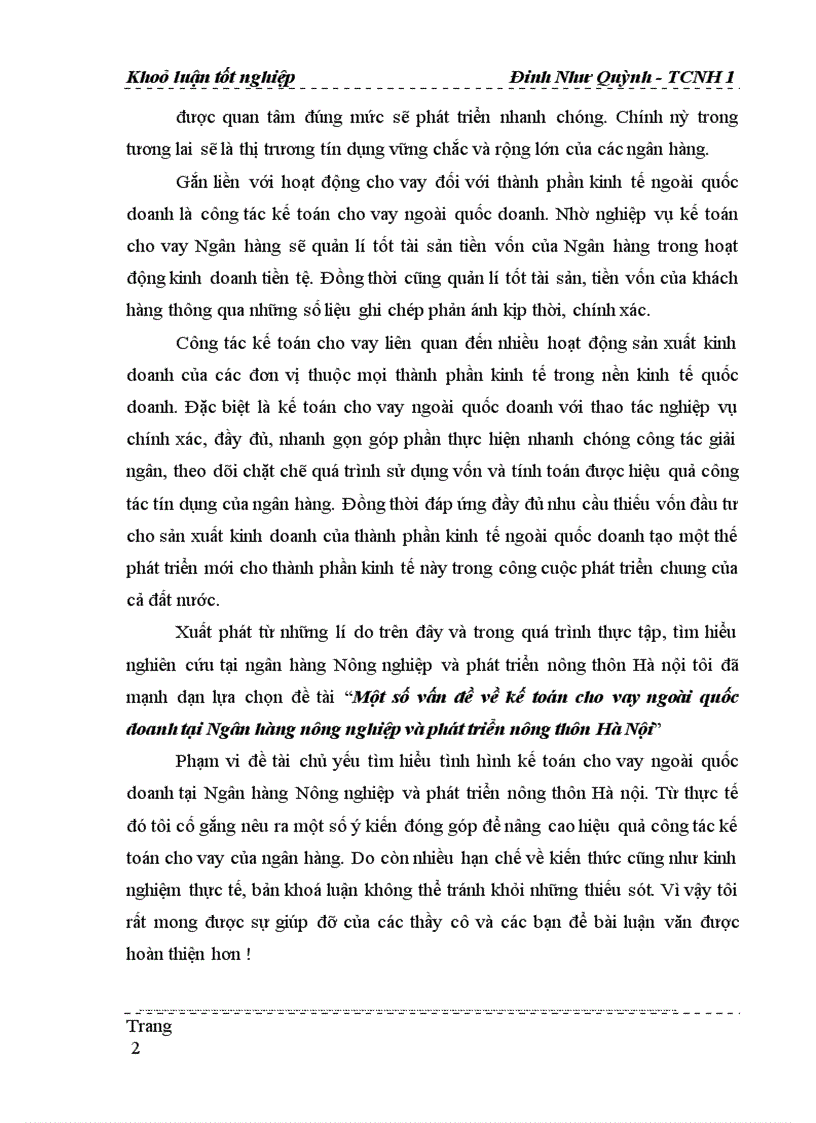 image for page Một số vấn đề về kế toán cho vay ngoài quốc doanh tại Ngân hàng nông nghiệp và phát triển nông thôn Hà Nội