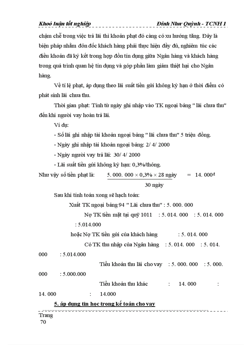 image for page Một số vấn đề về kế toán cho vay ngoài quốc doanh tại Ngân hàng nông nghiệp và phát triển nông thôn Hà Nội