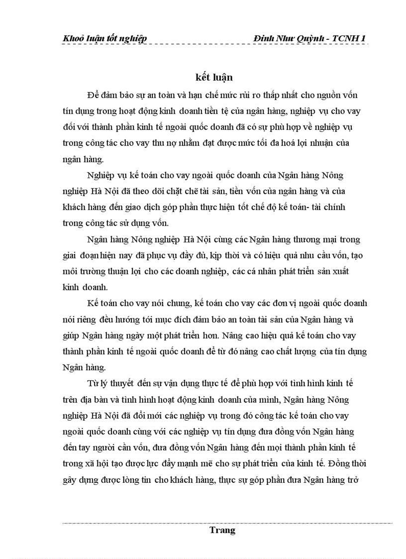 image for page Một số vấn đề về kế toán cho vay ngoài quốc doanh tại Ngân hàng nông nghiệp và phát triển nông thôn Hà Nội