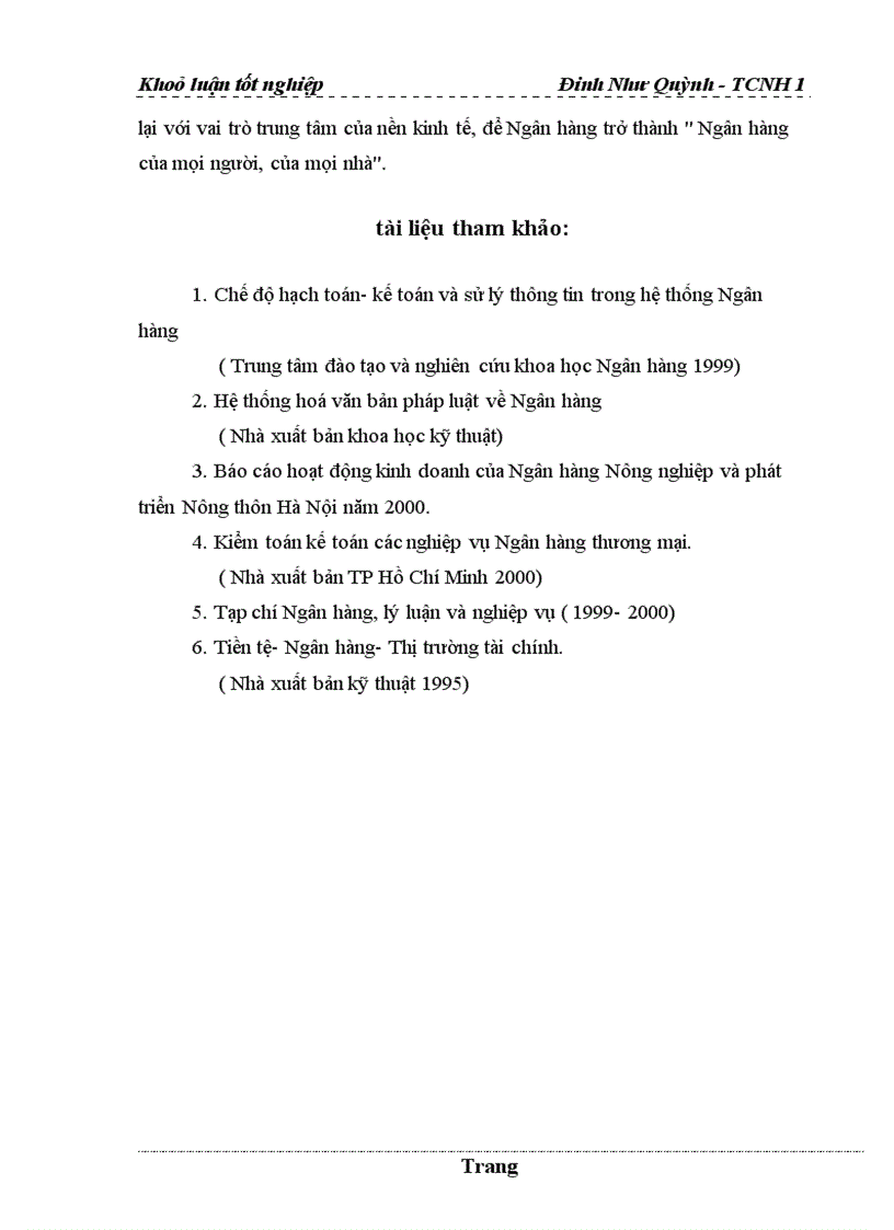 image for page Một số vấn đề về kế toán cho vay ngoài quốc doanh tại Ngân hàng nông nghiệp và phát triển nông thôn Hà Nội