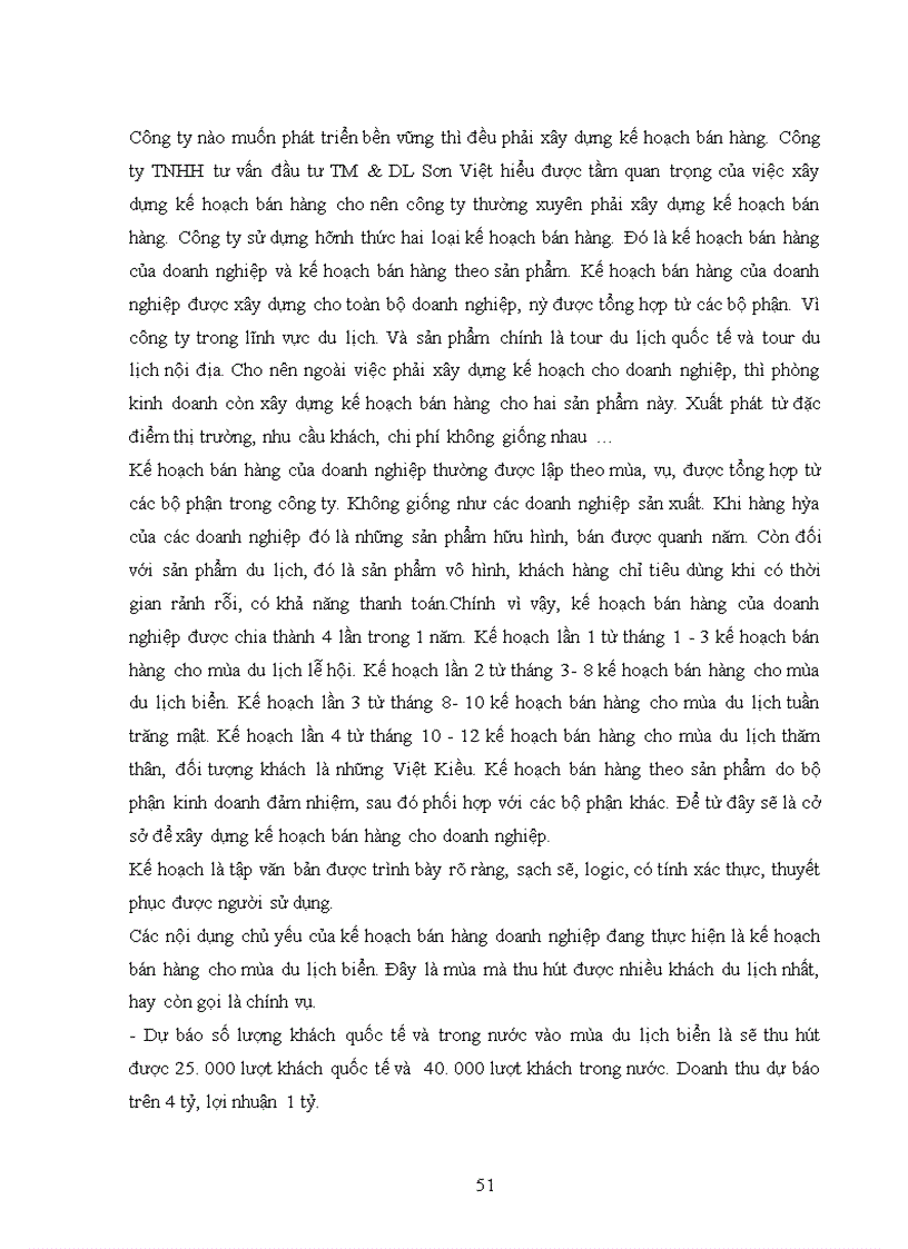 image for page Hoàn thiện công tác xây dựng kế hoạch bán tai công ty TNHH tư vấn đầu tư TM & DL Sơn Việt