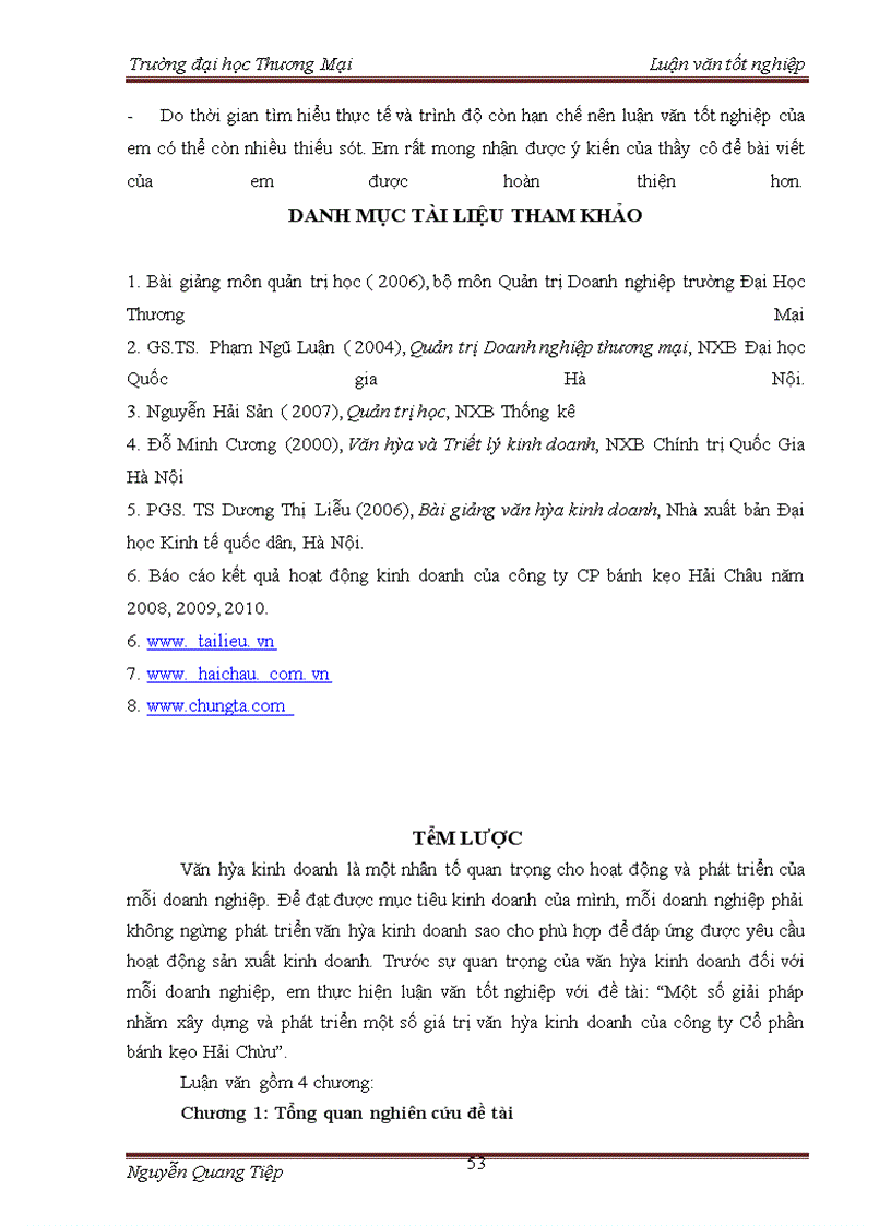image for page Một số giải pháp nhắm xây dựng và phát triển một số giá trị văn hóa kinh doanh của Công ty cổ phần Bánh kẹo Hải Châu