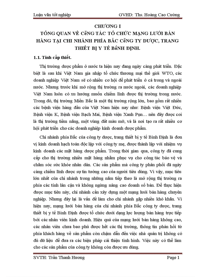 image for page Hoàn thiện công tác tổ chức mạng lưới bán hàng của chi nhánh công ty dược, trang thiết bị y tế Bình Đình tại khu vực phía Bắc