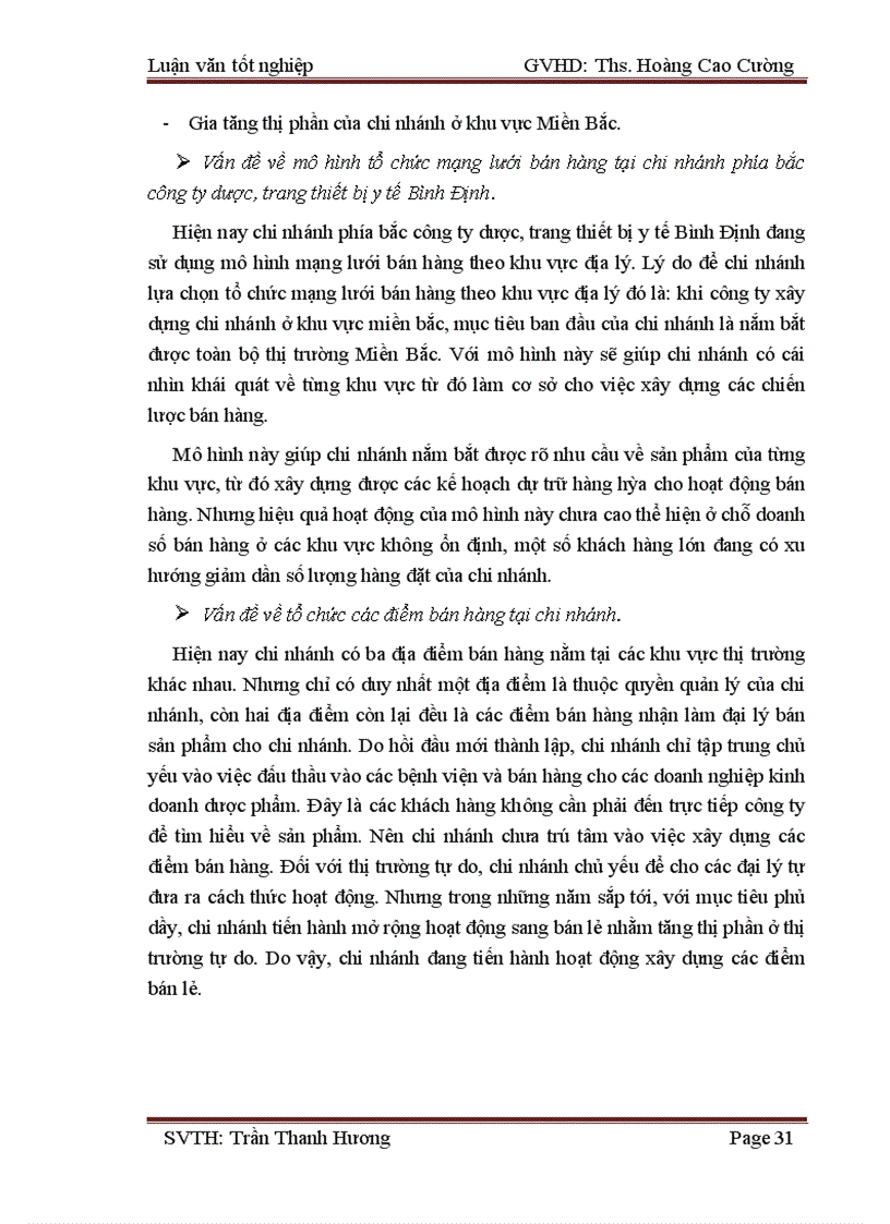 image for page Hoàn thiện công tác tổ chức mạng lưới bán hàng của chi nhánh công ty dược, trang thiết bị y tế Bình Đình tại khu vực phía Bắc