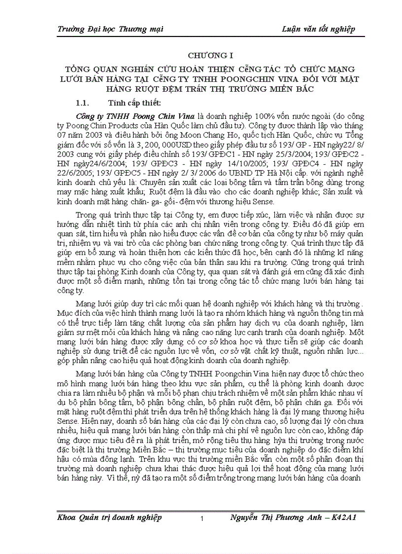 image for page Hoàn thiện công tác tổ chức mạng lưới bán hàng tại công ty TNHH Poongchin Vina đối với mặt hàng ruột đệm trên thị trường miền Bắc