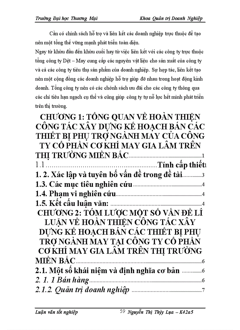 image for page Hoàn thiện công tác xây dựng kế hoạch bán các thiết bị phụ trợ ngành may của công ty cổ phần cơ khí may Gia Lâm trên thị trường Miền Bắc