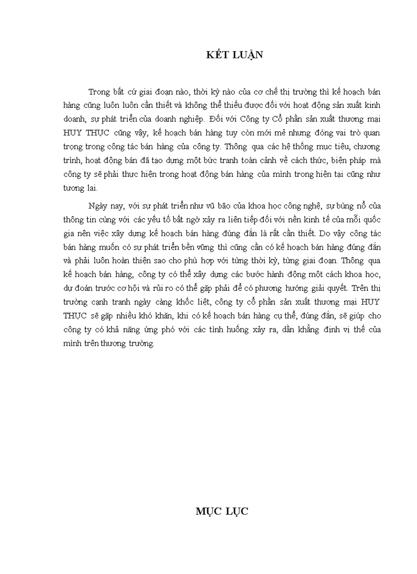image for page Hoàn thiện công tác xây dựng kế hoạch bán hàng tại công ty Cổ phần sản xuất thương mại HUY THỤC