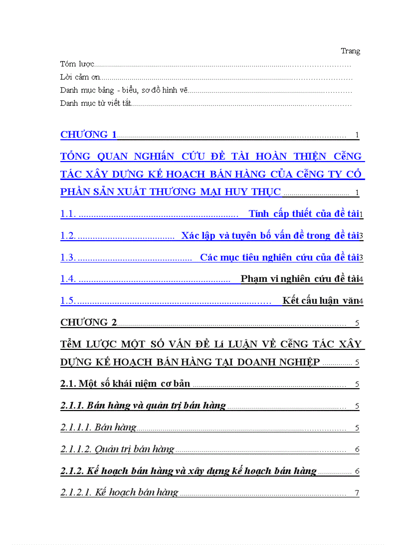 image for page Hoàn thiện công tác xây dựng kế hoạch bán hàng tại công ty Cổ phần sản xuất thương mại HUY THỤC