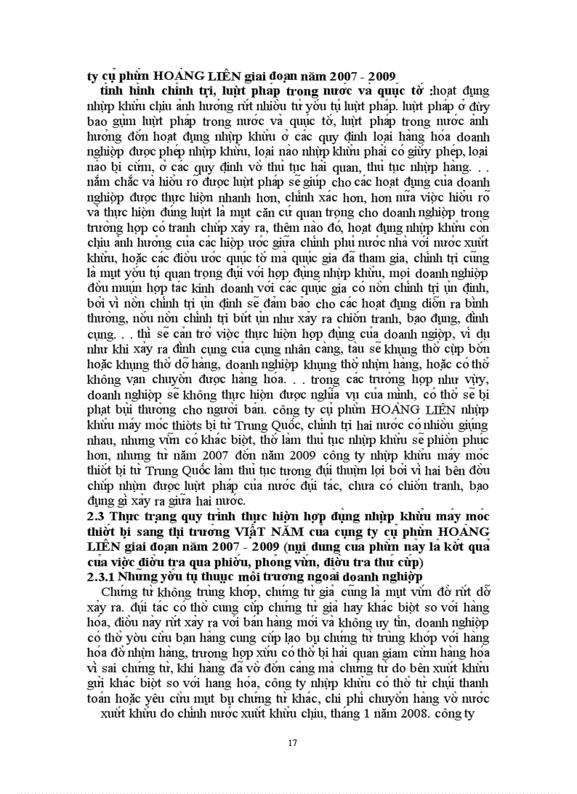 image for page Những rủi ro trong quá trình thực hiện hợp đồng nhập khẩu máy móc thiết bị tại công ty cổ phần Hoàng Liên