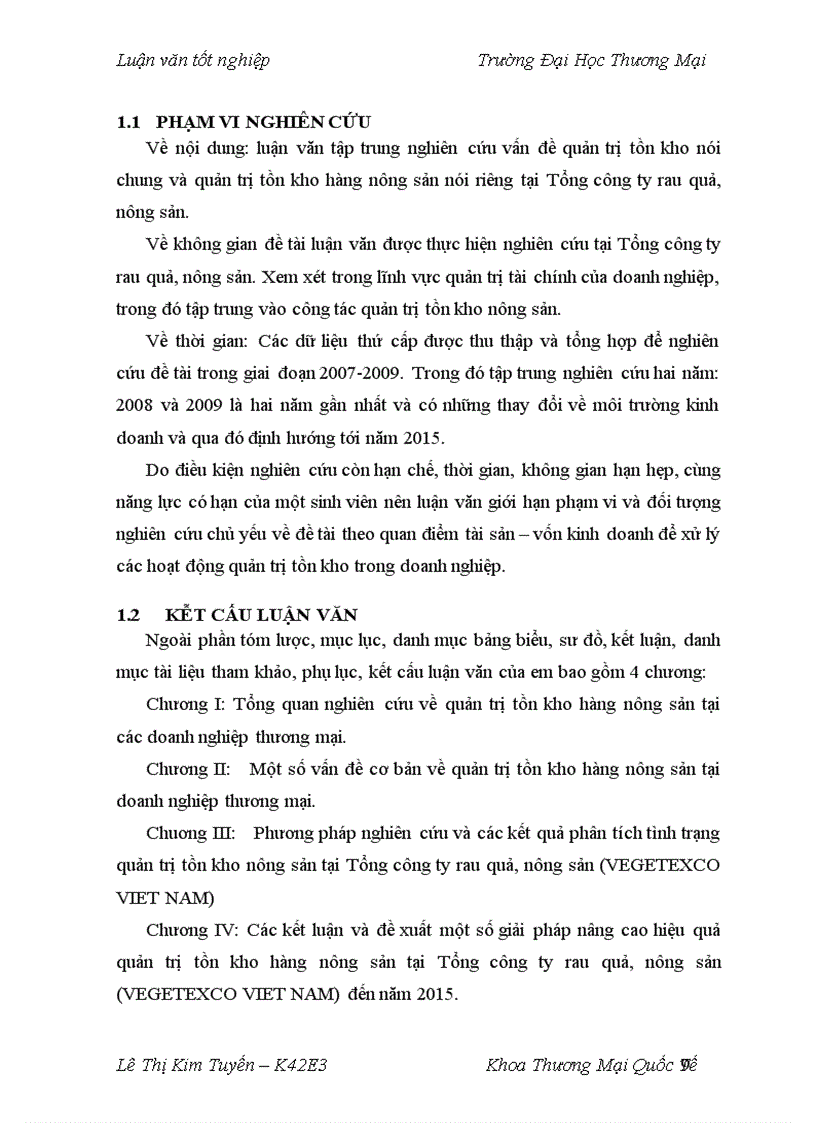 image for page Hoàn thiện quản trị tồn kho hàng nông sản tại Tổng công ty rau quả, nông sản (VEGETEXCO VIET NAM)