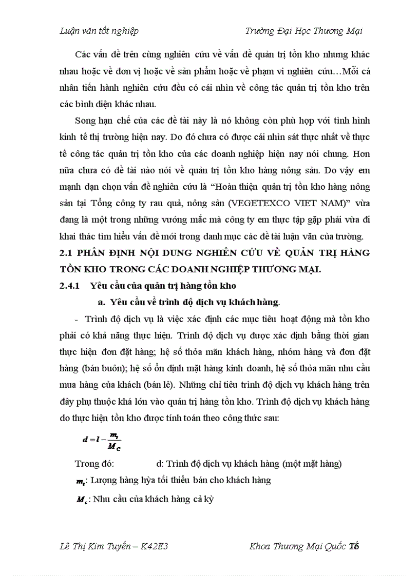 image for page Hoàn thiện quản trị tồn kho hàng nông sản tại Tổng công ty rau quả, nông sản (VEGETEXCO VIET NAM)