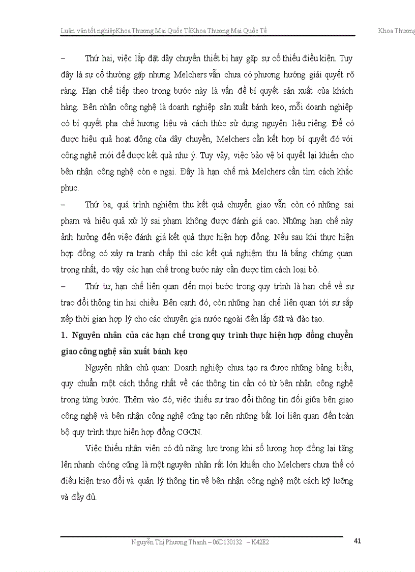 image for page Hoàn thiện quy trình thực hiện hợp đồng chuyển giao công nghệ sản xuất bánh kẹo của công ty Melchers Đức tới các doanh nghiệp sản xuất bánh kẹo Việt Nam.