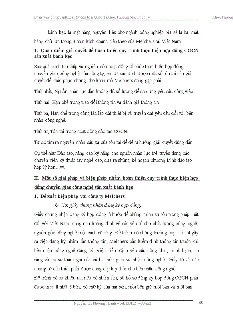 image for page Hoàn thiện quy trình thực hiện hợp đồng chuyển giao công nghệ sản xuất bánh kẹo của công ty Melchers Đức tới các doanh nghiệp sản xuất bánh kẹo Việt Nam.