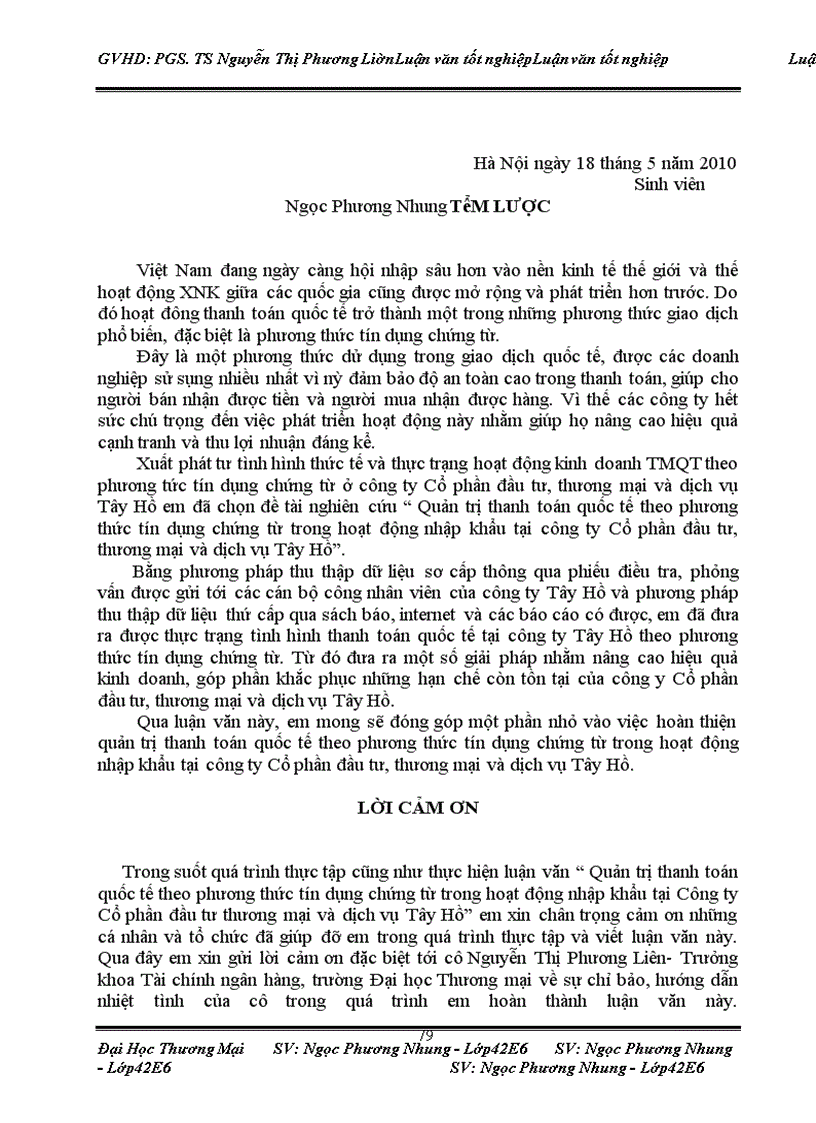 image for page Quản trị thanh toán quốc tế theo phương thức tín dụng chứng từ trong hoạt động nhập khẩu tại Công ty Cổ phần đầu tư, thương mại và dịch vụ Tây Hồ