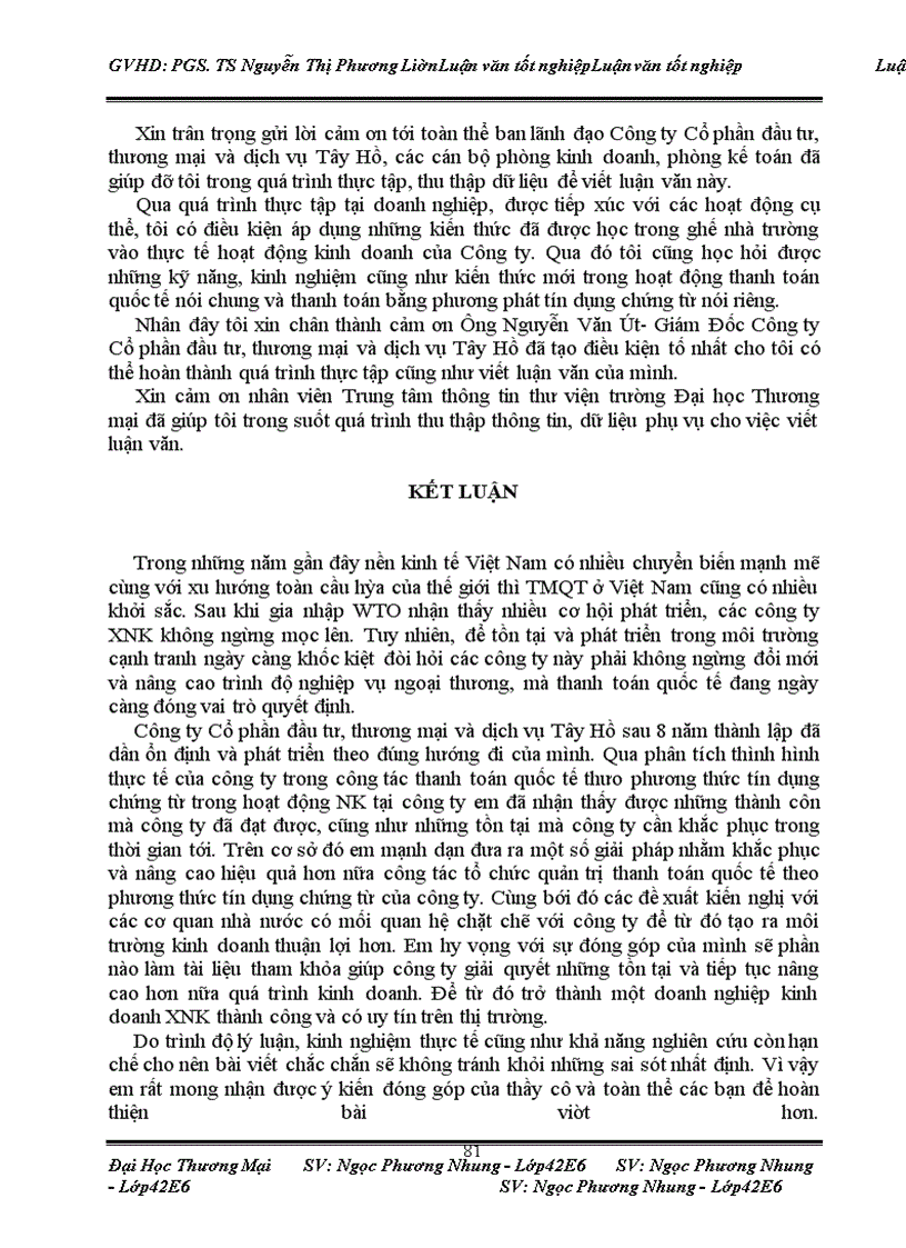 image for page Quản trị thanh toán quốc tế theo phương thức tín dụng chứng từ trong hoạt động nhập khẩu tại Công ty Cổ phần đầu tư, thương mại và dịch vụ Tây Hồ