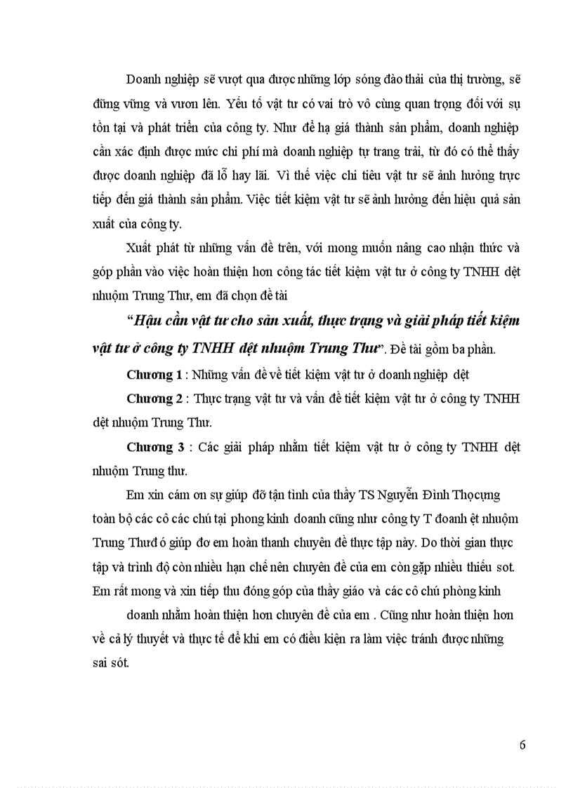 image for page Hậu cần vật tư cho sản xuất, thực trạng và giải pháp tiết kiệm vật tư ở công ty TNHH dệt nhuộm Trung Thư