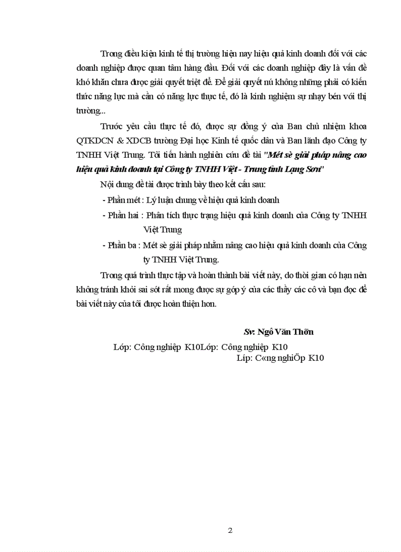 image for page Một số giải pháp nâng cao hiệu quả kinh doanh tại Công ty TNHH Việt - Trung tỉnh Lạng Sơn