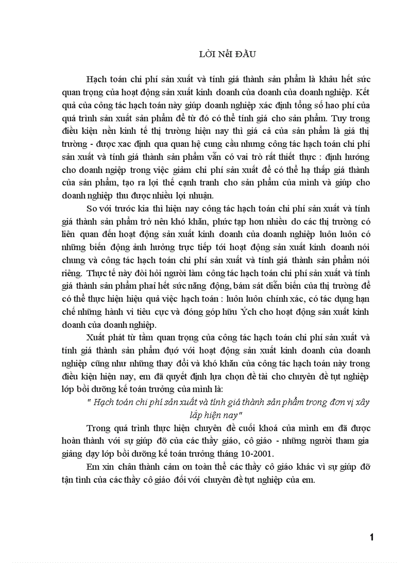 image for page Hạch toán chi phí sản xuất và tính giá thành sản phẩm trong đơn vị xây lắp hiện nay