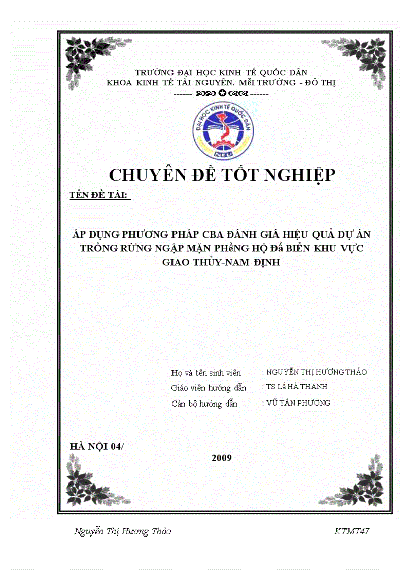 image for page Áp dụng phương pháp cba đánh giá hiệu quả dự án trồng rừng ngập mặn phòng hộ đê biển khu vực giao thủy-nam định