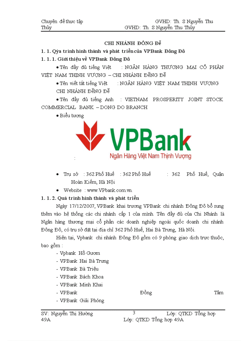 Nâng cao chất lượng tại VPBank – Chi nhánh Đông Đô