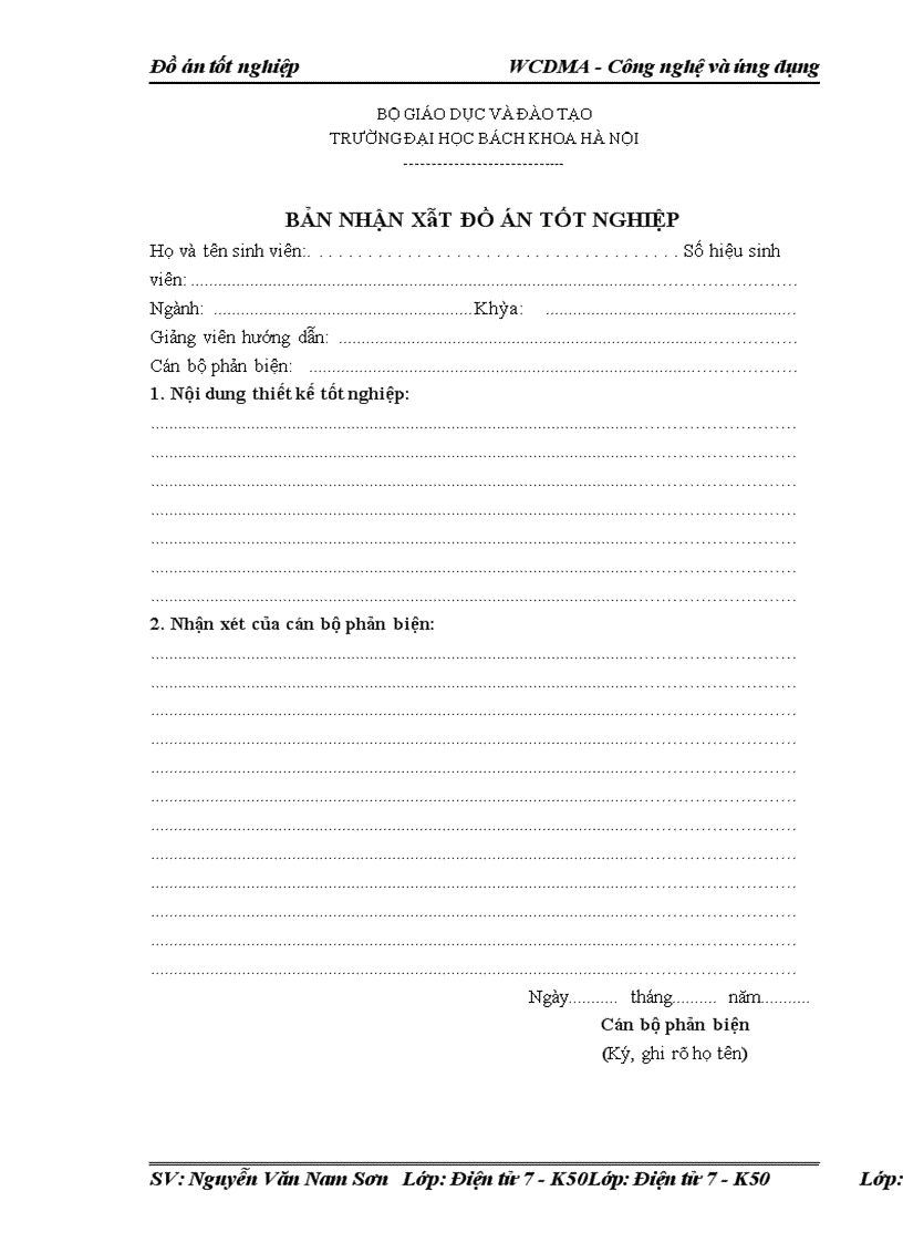 image for page WCDMA - Công nghệ và ứng dụng Đồ án tốt nghiệp WCDMA - Công nghệ và ứng dụng