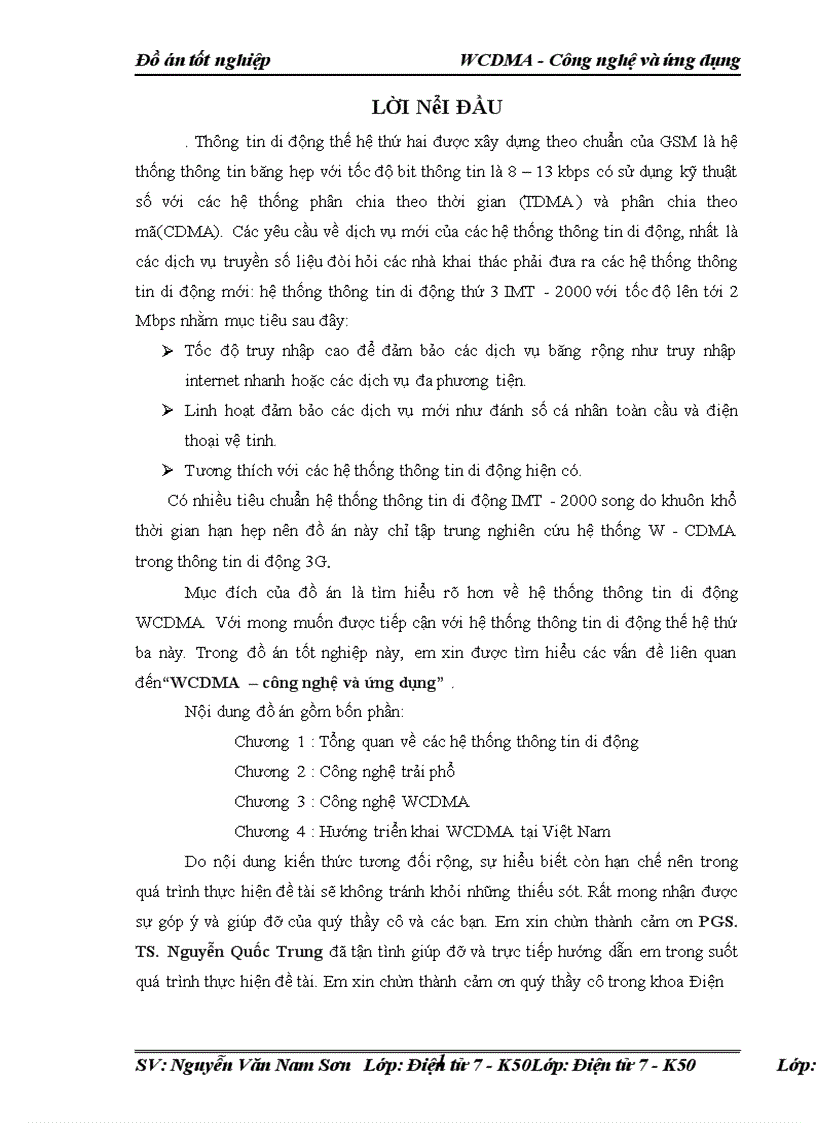 image for page WCDMA - Công nghệ và ứng dụng Đồ án tốt nghiệp WCDMA - Công nghệ và ứng dụng