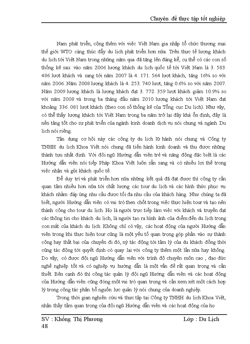 image for page Hoàn thiện công tác quản lý hoạt động của Hướng dẫn viên trong Công ty TNHH du lịch Khoa Việt