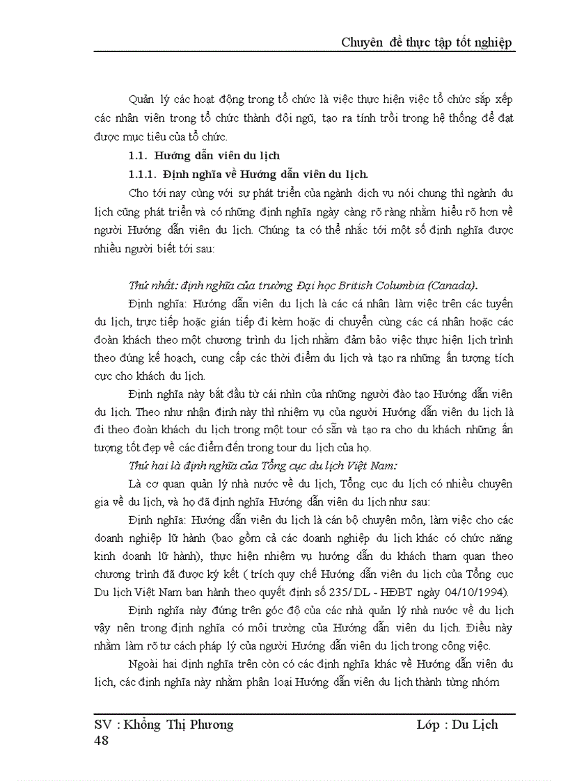 Hoàn thiện công tác quản lý hoạt động của Hướng dẫn viên trong Công ty TNHH du lịch Khoa Việt