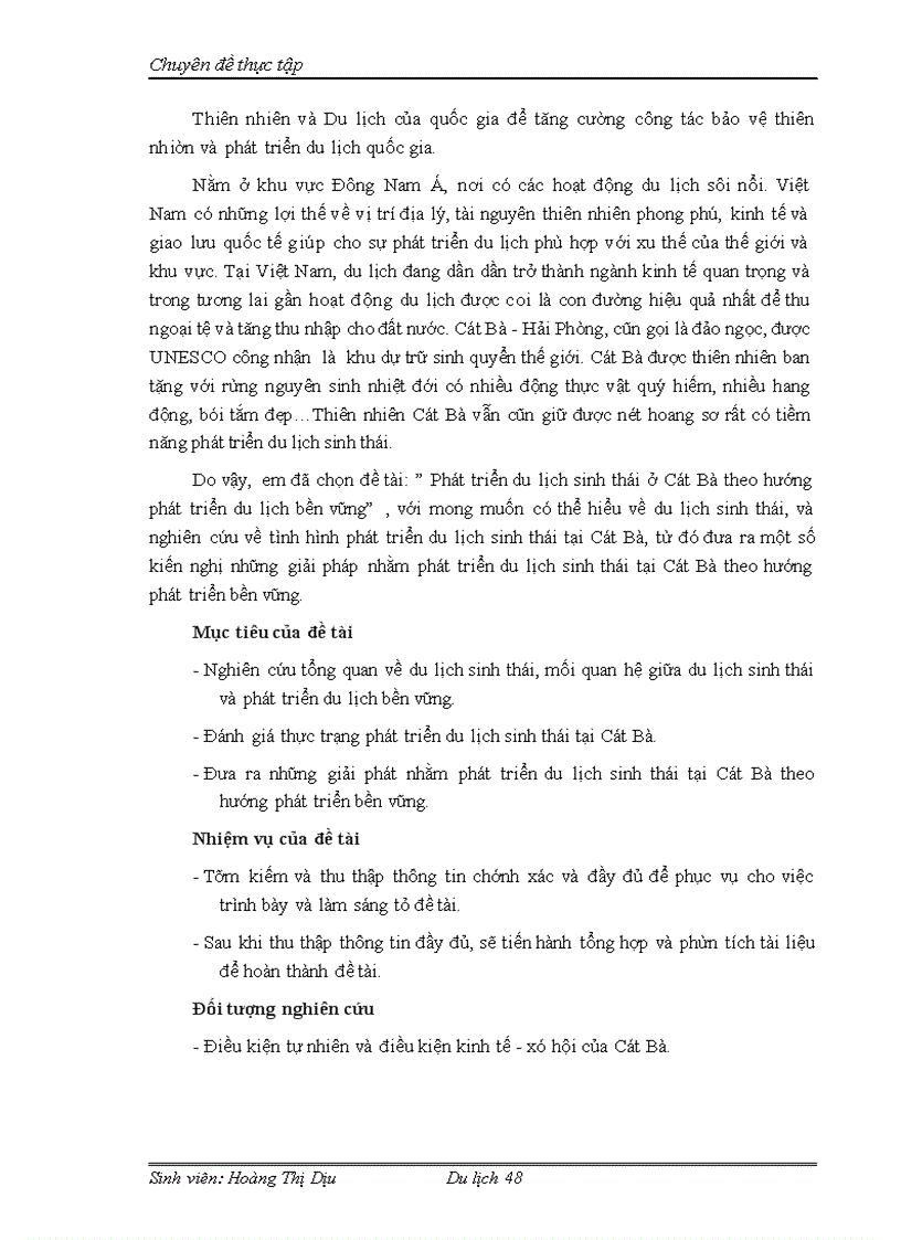 image for page Phát triển du lịch sinh thái ở Cát Bà theo hướng phát triển du lịch bền vững