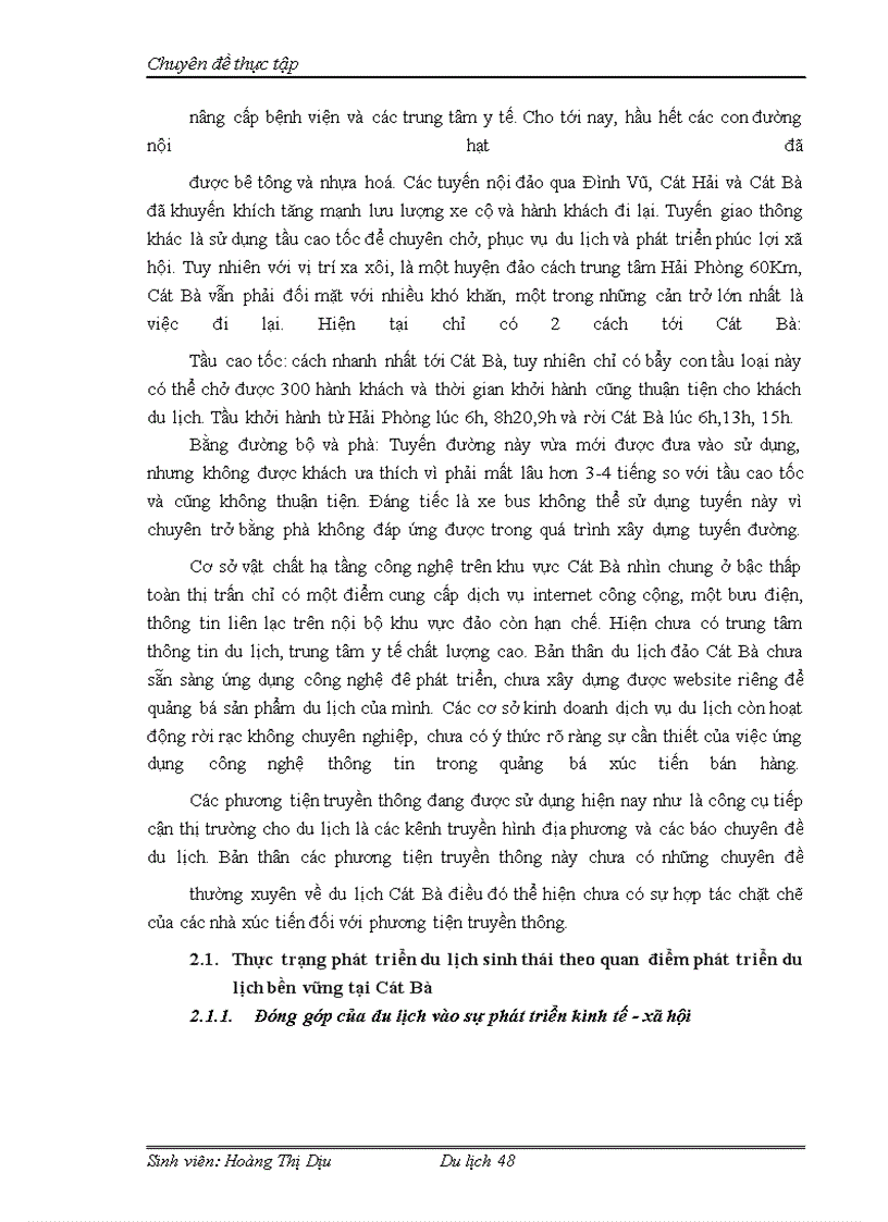 image for page Phát triển du lịch sinh thái ở Cát Bà theo hướng phát triển du lịch bền vững