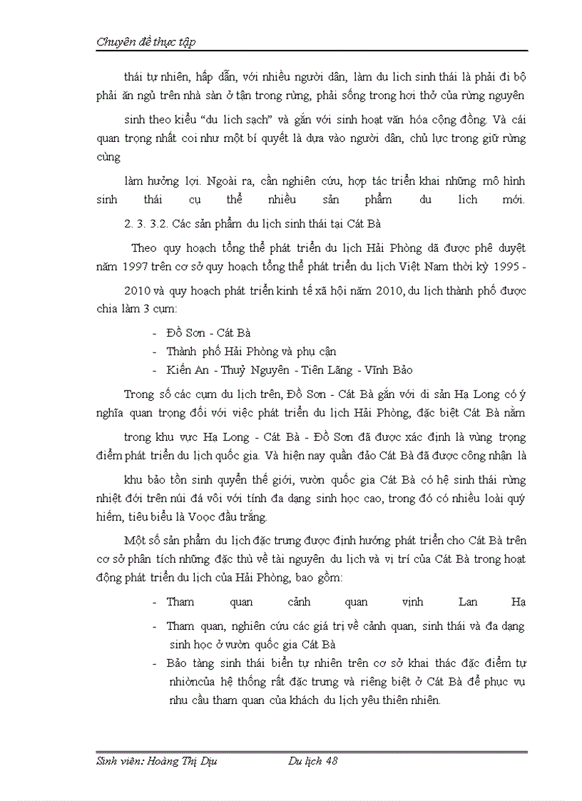 image for page Phát triển du lịch sinh thái ở Cát Bà theo hướng phát triển du lịch bền vững