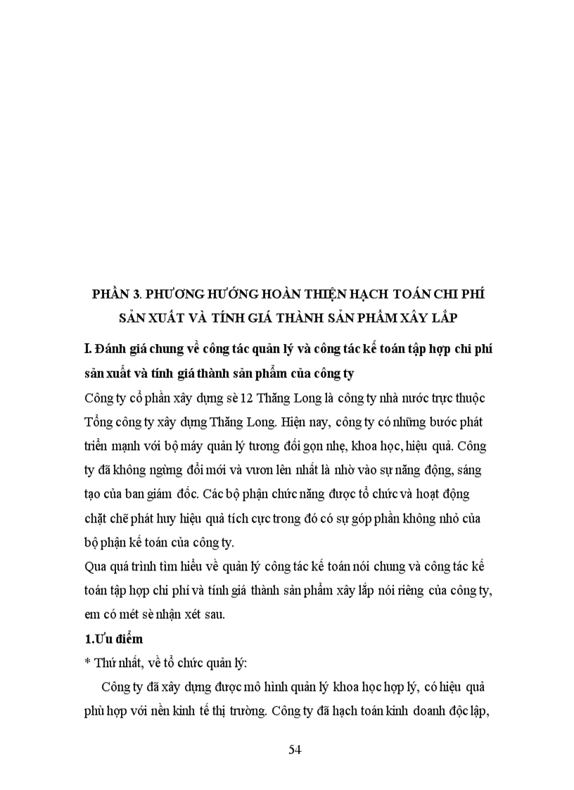 image for page Tổ chức công tác kế toán tập hợp chi phi sản xuất và tính giá thành sản phẩm ở công ty cổ phần xây dựng số 12 Thăng Long