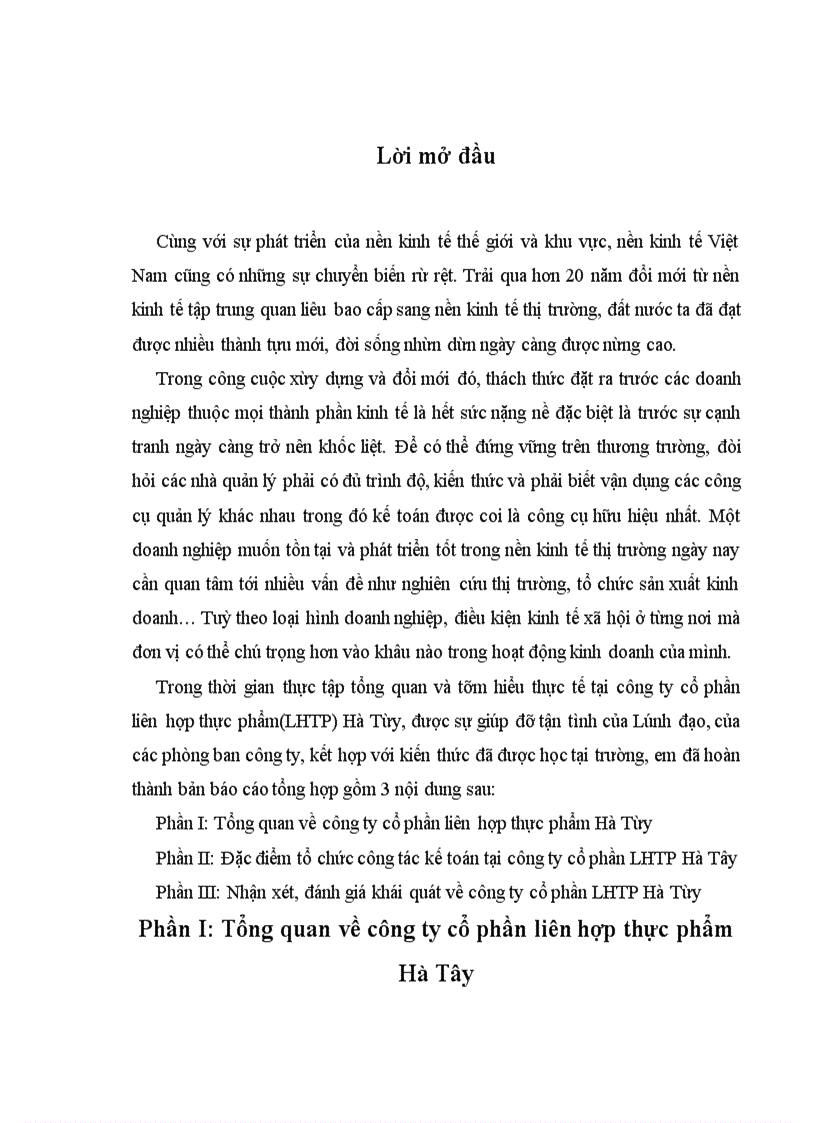 image for page Báo cáo thực tập tại công ty cổ phần LHTP Hà Tây