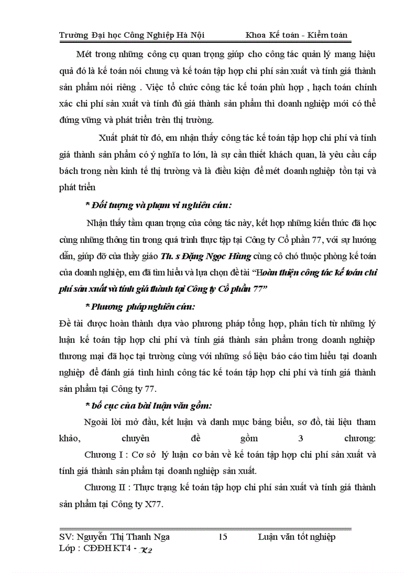 image for page Hoàn thiện công tác kế toán chi phí sản xuất và tính giá thành tại Công ty Cổ phần 77