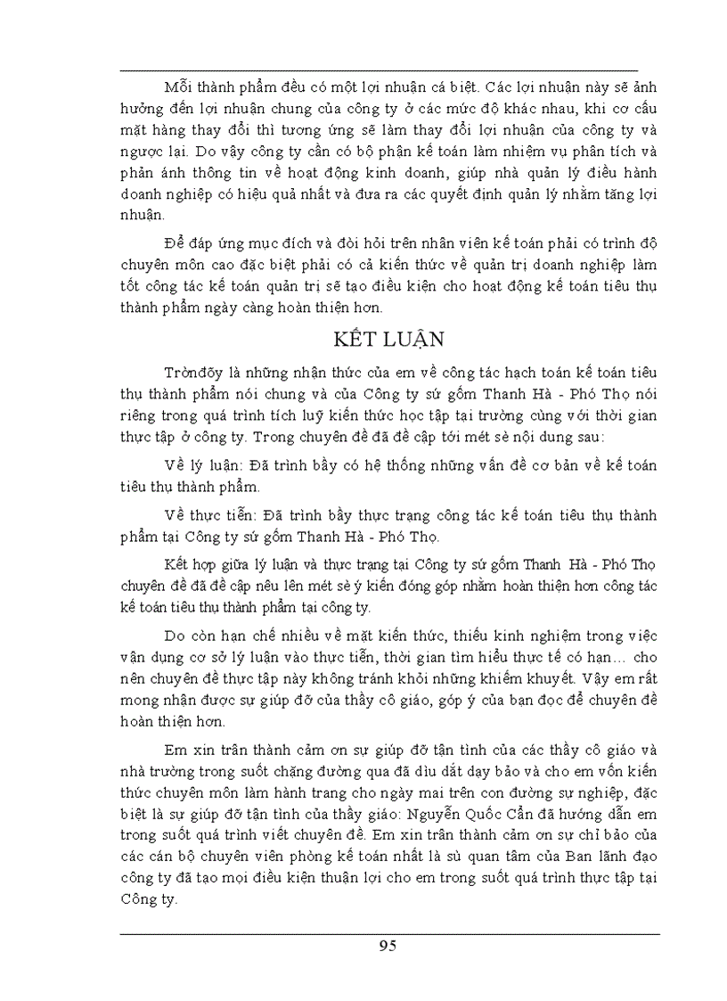 image for page Hạch toán kế toán tiêu thụ thành phẩm tại Công ty Sứ gốm Thanh Hà - Phú Thọ