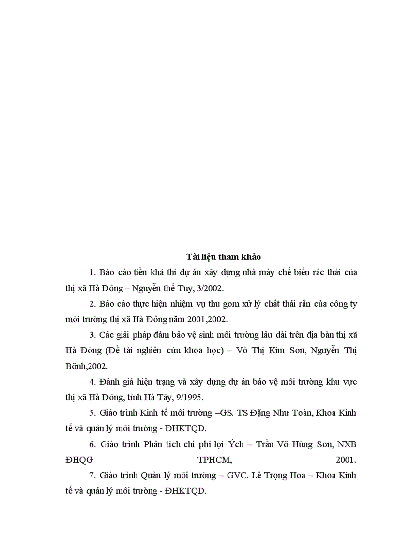 image for page Phân tích hiệu quả kinh tế, xã hội của dự án xây dựng nhà máy xử lý rác thải của thị xã Hà Đông